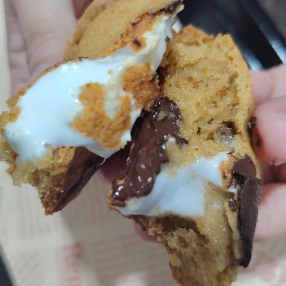 S'mores cookie with gooey toasted marshmallow